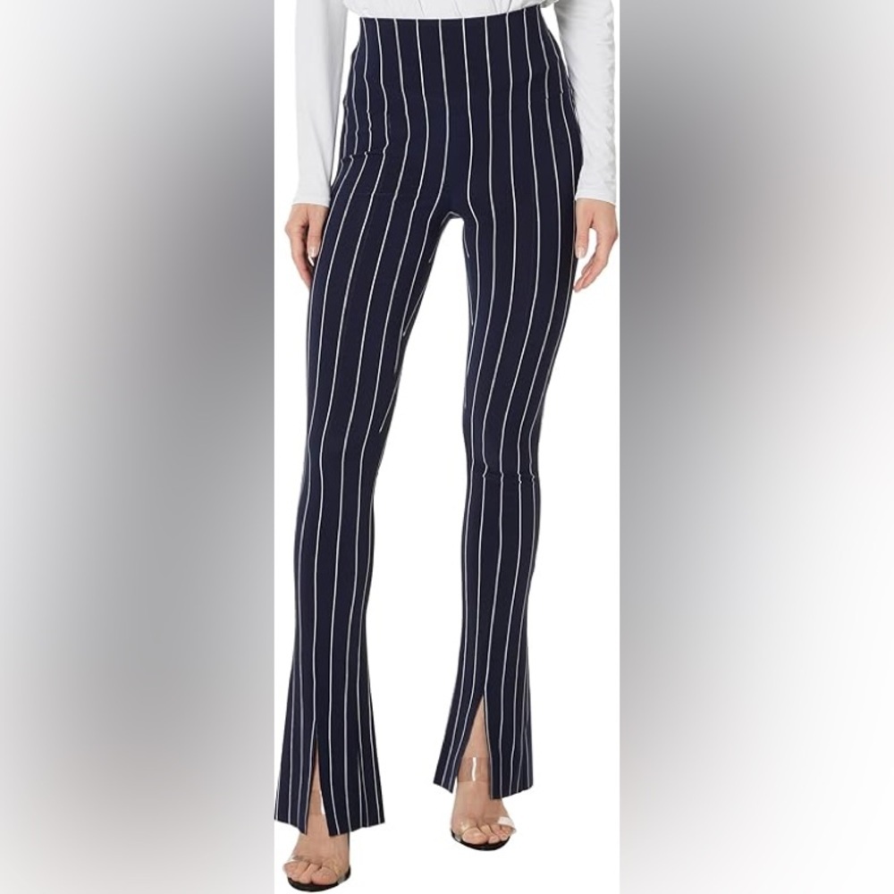SOLDNorma Kamali Women’s Split Hem Spat Leggings.Color:Woven Pinstripe.SizeLarge - Picture 5 of 10